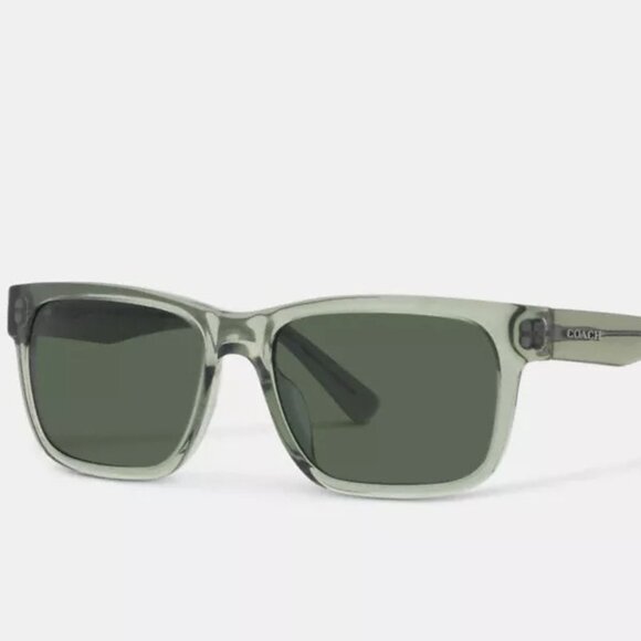 Coach HC8308U L1161 Sunglasses – Transparent Green Frame Dark Green Lens - Picture 1 of 3